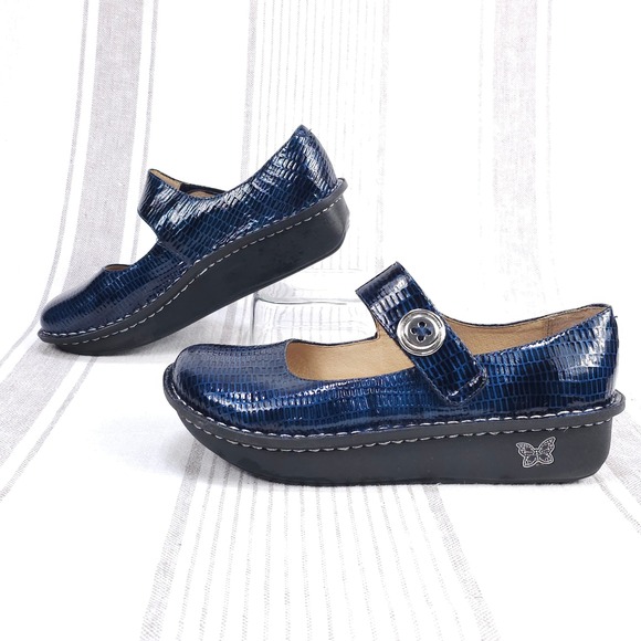 Alegria Paloma Mary Jane Flats Womens EU 38 US 7.5-8 Blue Leather Comfort Ergo - Picture 2 of 12